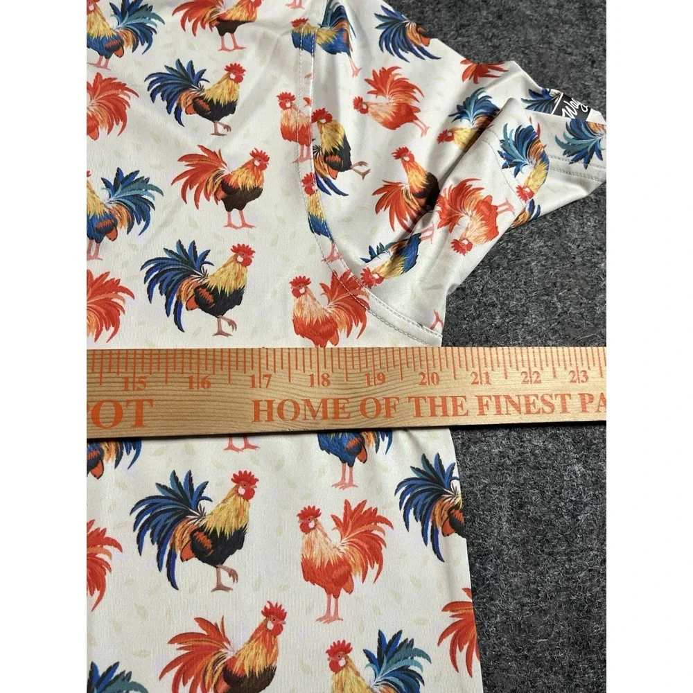 Waggle Golf Polo Shirt Mens Medium Cocky Rooster Print AOP Performance - NWT - Picture 8 of 8